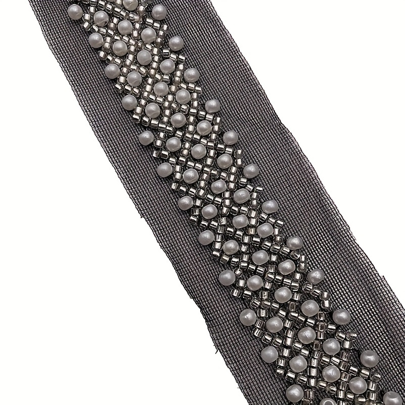 Rhinestone and Pearl Beaded Wedding Trim - 7/8