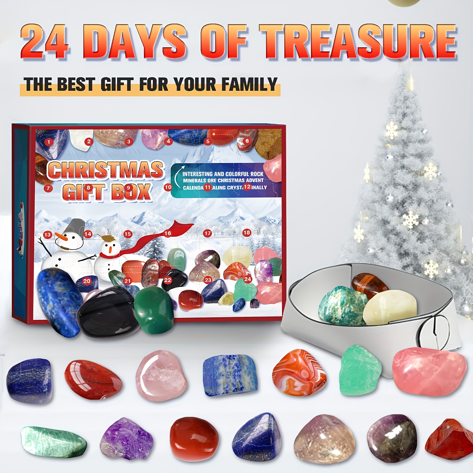 Advent Calendar 2023-24 Days of Crystal and Healing Stone Kit with Crystal  Necklace Holder, Magnifier and Storage Bag, Christmas Countdown Gifts for  Girls Boys Kids Adults and Teenagers 