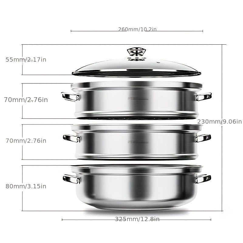 3 Tier Stainless Steel Cookware Pot Saucepot Steamer - Yahoo Shopping