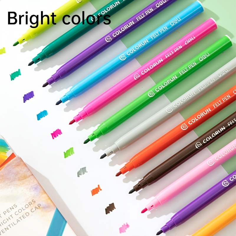 Deli 24 Colors Drawing Watercolor Pen Quality Felt Pen Diy - Temu