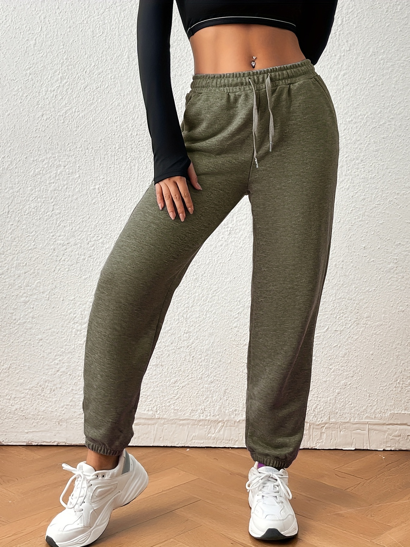 Pantalones Jogger con cordón sólido, pantalones deportivos sueltos con  bolsillos inclinados para correr y hacer ejercicio, ropa deportiva para  mujeres