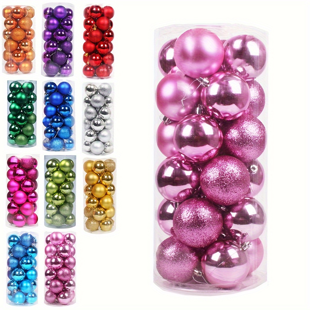 TEMU Christmas Balls, Christmas Tree Decorations, 24pcs Pre- Plastic Ornaments, Suitable For Holiday Gatherings, Christmas Parties, Wreaths, Tabletop