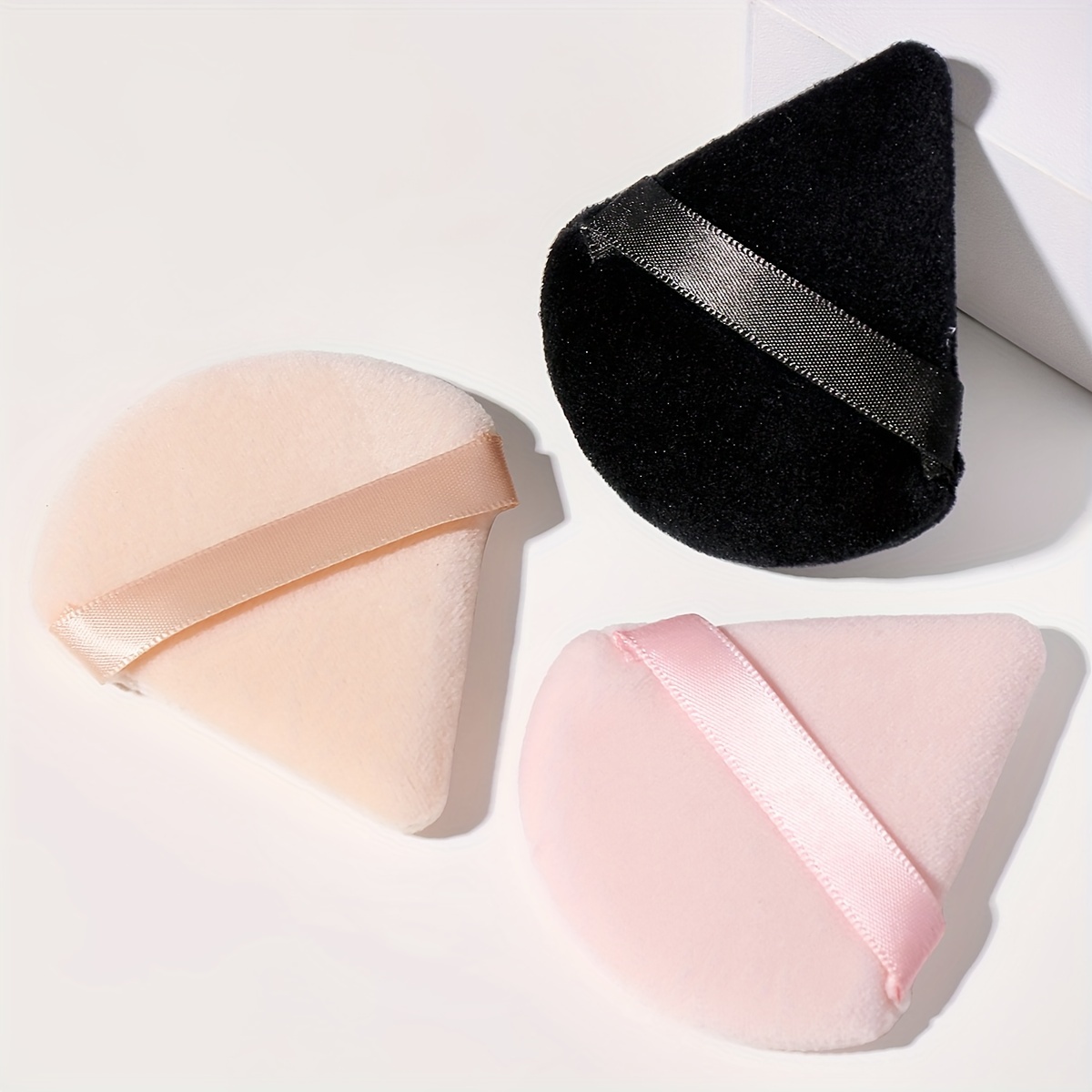 

3pcs Triangle Makeup Puff Loose Powder Puff Make Up Sponge Face Foundation Concealer Cosmetics Beauty Setting Pure Cotton Face Make Up Tool, Beauty Blender
