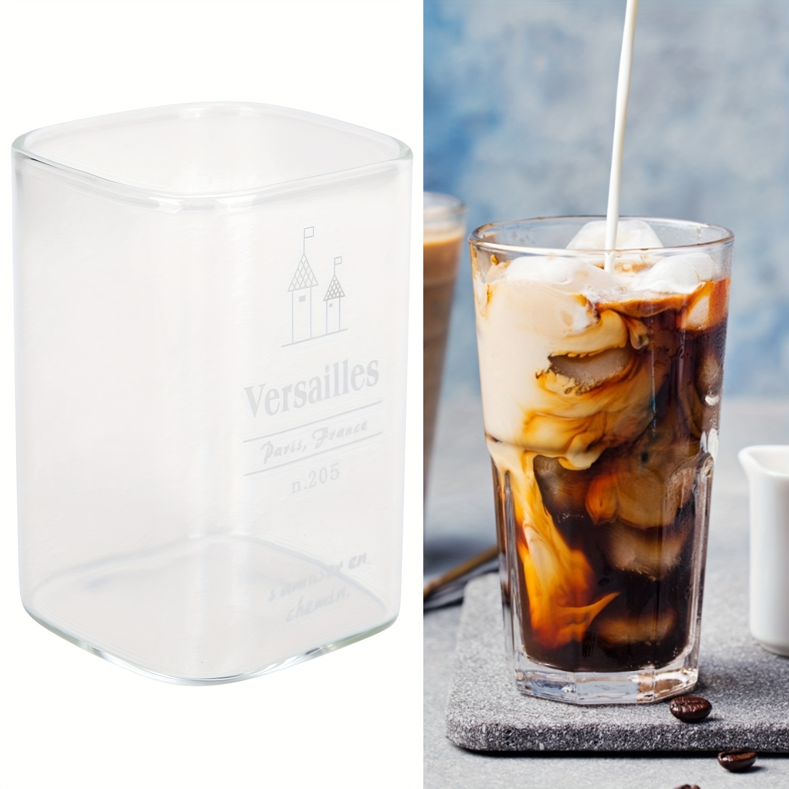 Heat resistant Square Glass Cup Perfect For Ice Coffee And - Temu