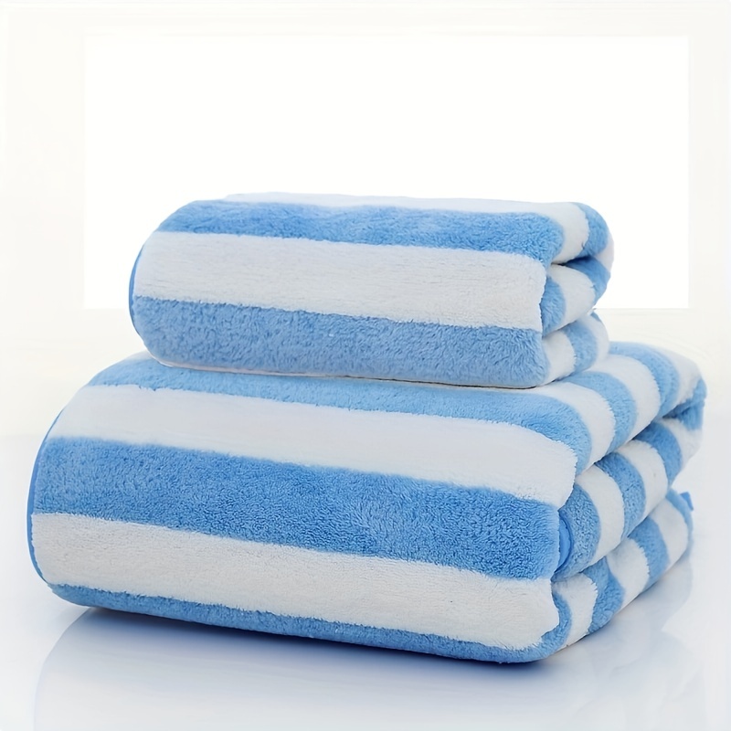 1pc Striped Pattern Random Color Bath Towel,Soft Absorbent Towel, Bath Towel,  Oblong Towel