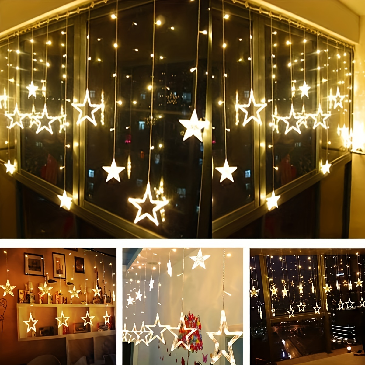 Etoile LED Rideau Lumineuse Guirlande De Noël Décoration Maison Fête