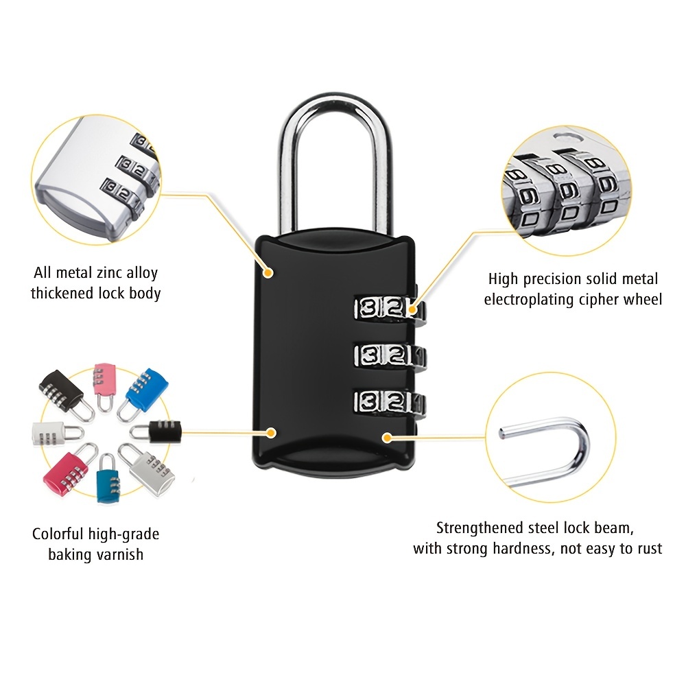 Uxcell Small Combination Lock 11.8 Inch, 1 Pack 3 Digit Padlock for Gym  Locker, White