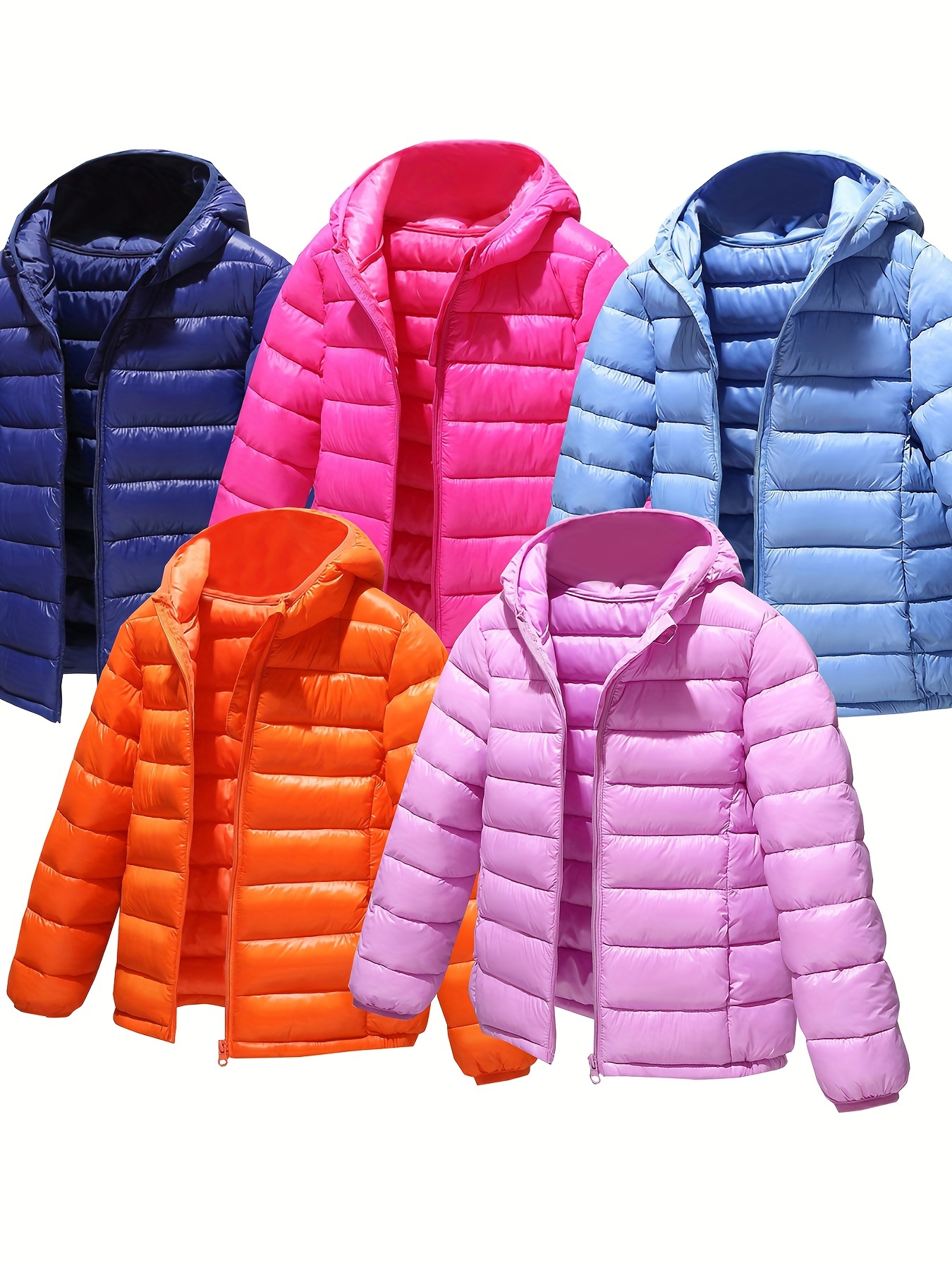 Boys Winter Windproof Reversible Hooded Coat, Cotton Padded Light