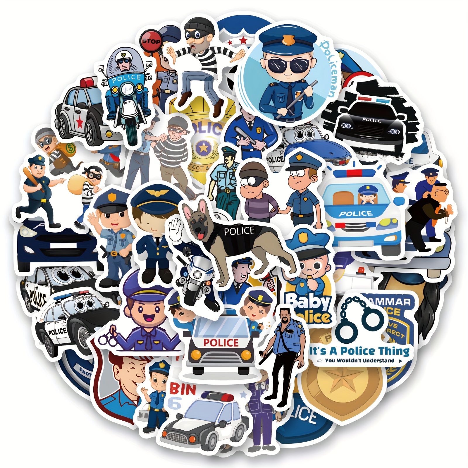 50PCS Police Car Stickers Police Stickers Police Gifts Police Officer Gifts  Police Merch Cop Gifts Aesthetic Stickers Vinyl Waterproof Stickers For  Water Bottle,Computer,Laptop,Phone,Luggage,Notebook