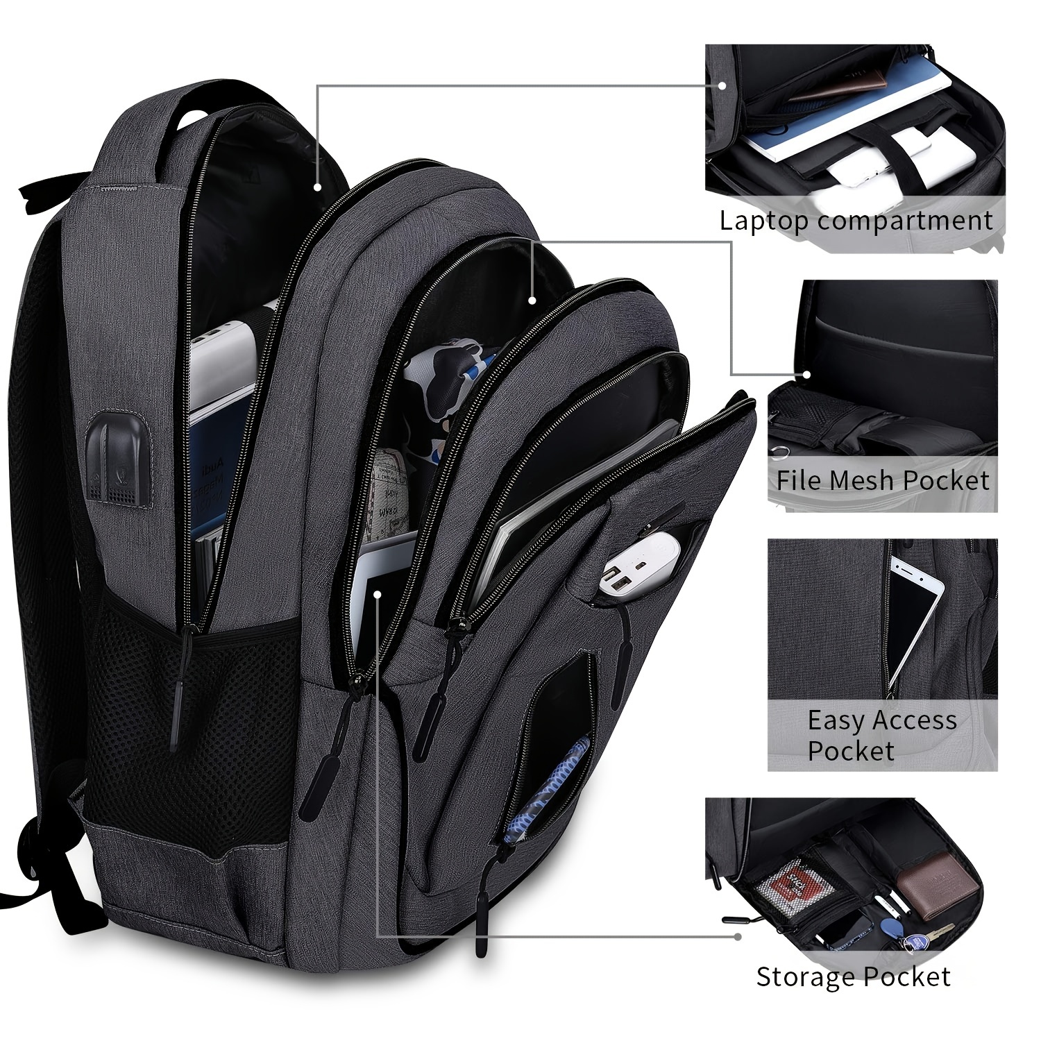 Laptop Backpack School Computer Backpack With USB Charging Port