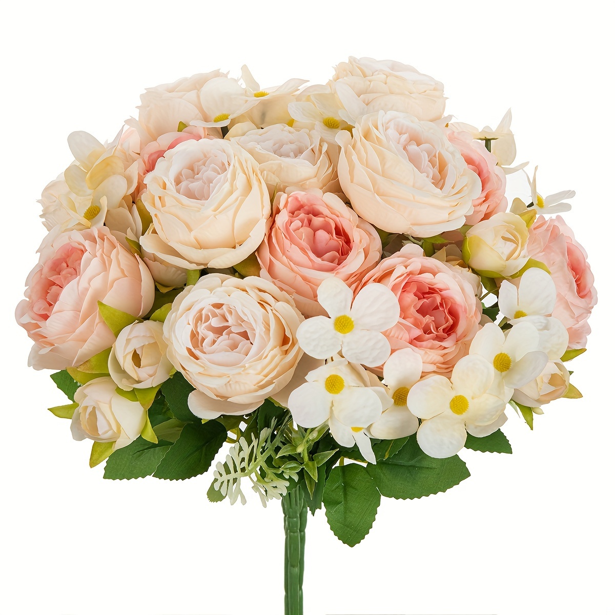 Faux White Rose and Peach Orchid Bridal Bouquet