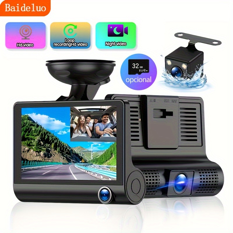 Camara De Seguridad Para Carro Auto 3 lenses Delantero/Trasero/Interior  Dash Cam 