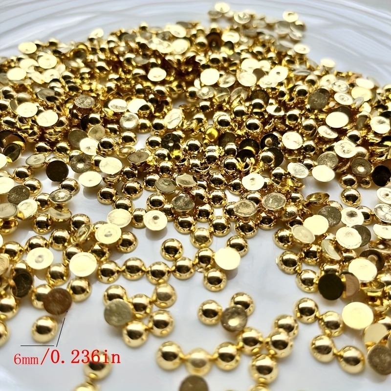 Shiny Golden Half Round Beads Fashion Suitable For Diy Hair - Temu