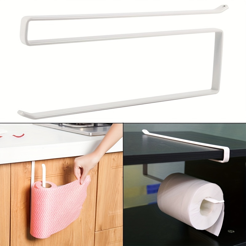 Paper Roll Holder Kitchen Towel Holder Plastic Wrap Storage Rack Roll Paper  Holder (white)