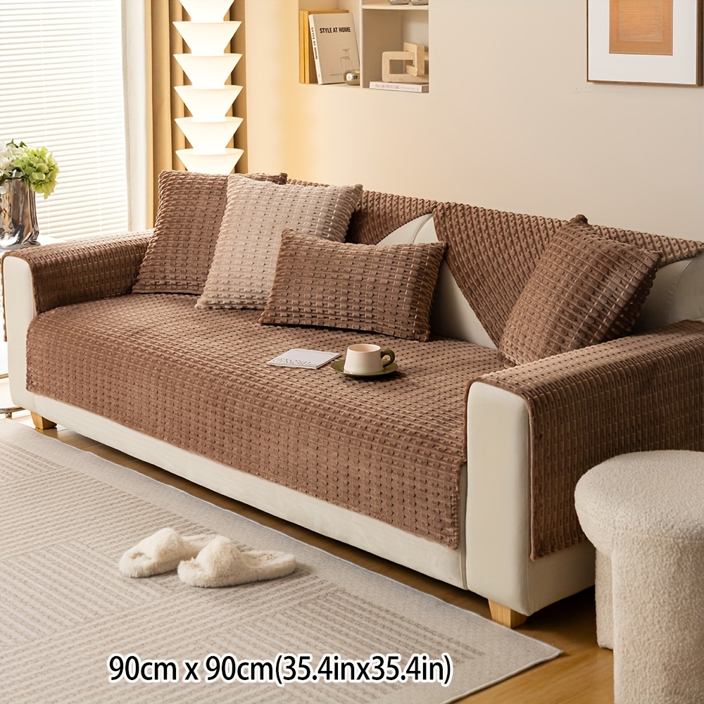 Solid Color Non-slip Sofa Cover Thicken Plush Couch Cushion Combination Sofa  Towel for Living Room Furniture Modern Home Decor