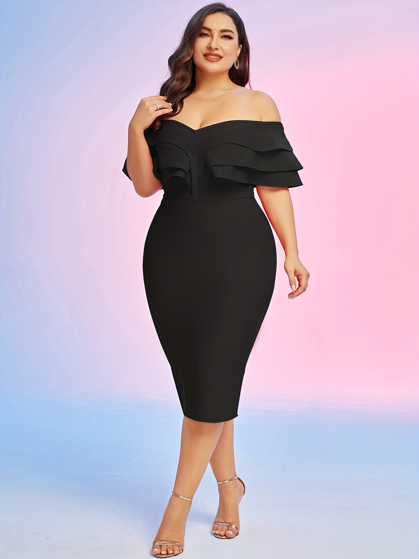 Off the shoulder bodycon dress plus size best sale