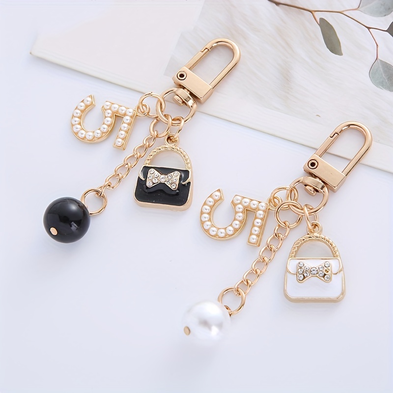 Cute Crystal Fashion Wristlet Straps Keyring Faux Pearl - Temu