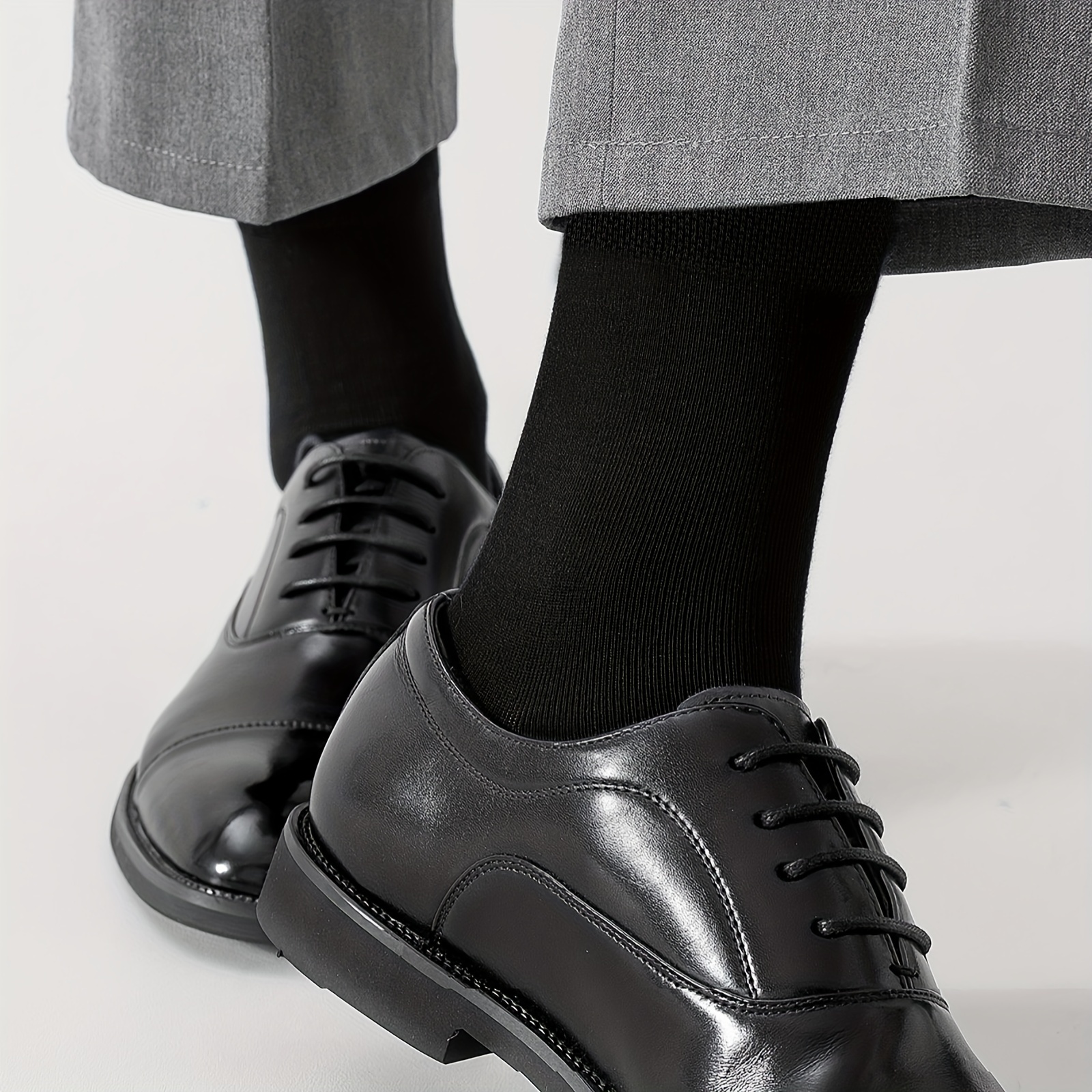 DarkCom Calcetines de vestir para hombre, calcetines negros para hombre, 6  pares de calcetines clásicos de algodón y poliéster, reforzados, acogedores