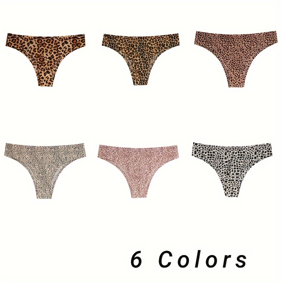 6pcs Seamless Leopard Panties, Soft & Comfy Stretchy Intimates Panties,  Women's Lingerie & Underwear