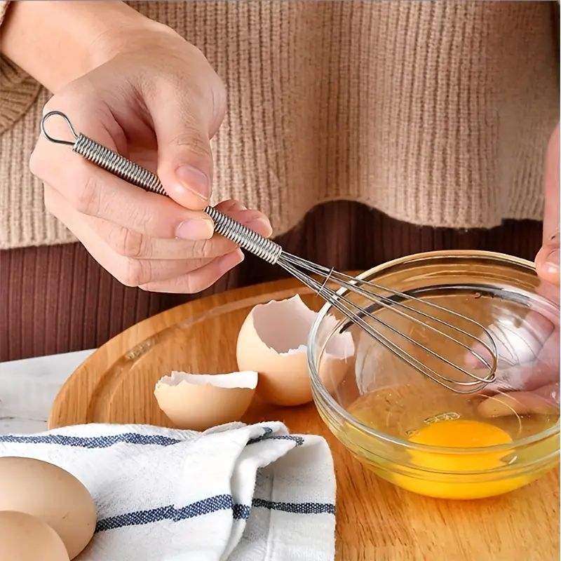Stainless Steel Mini Manual Whisk Spring Handle Egg Whisk - Temu