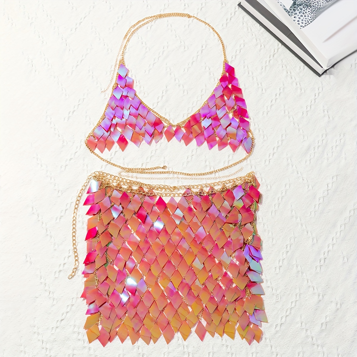 Colorful Exaggerated Bling Bling Sequin Tassel Body Chain - Temu
