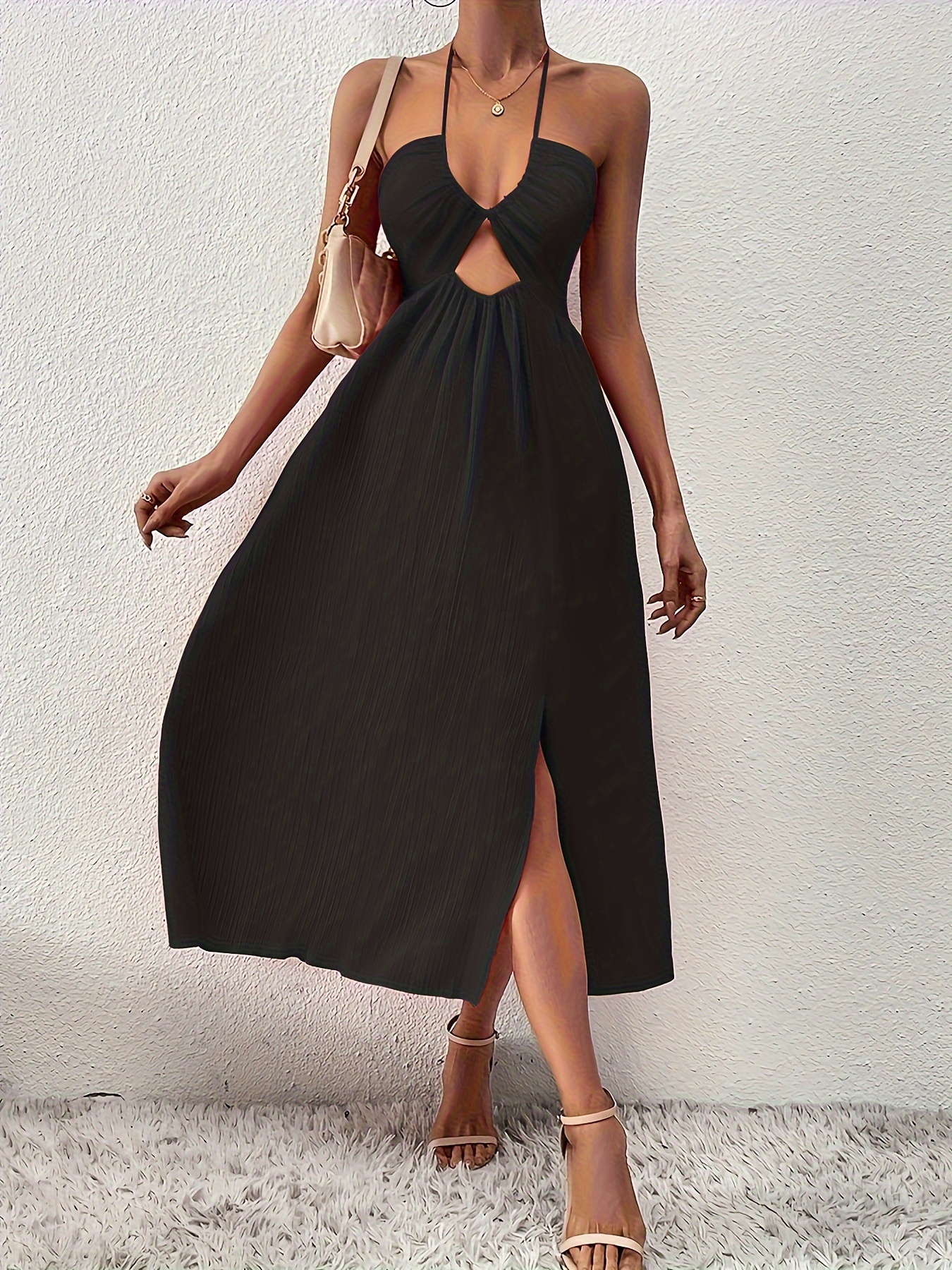 black criss cross halter dress – All There Boutique