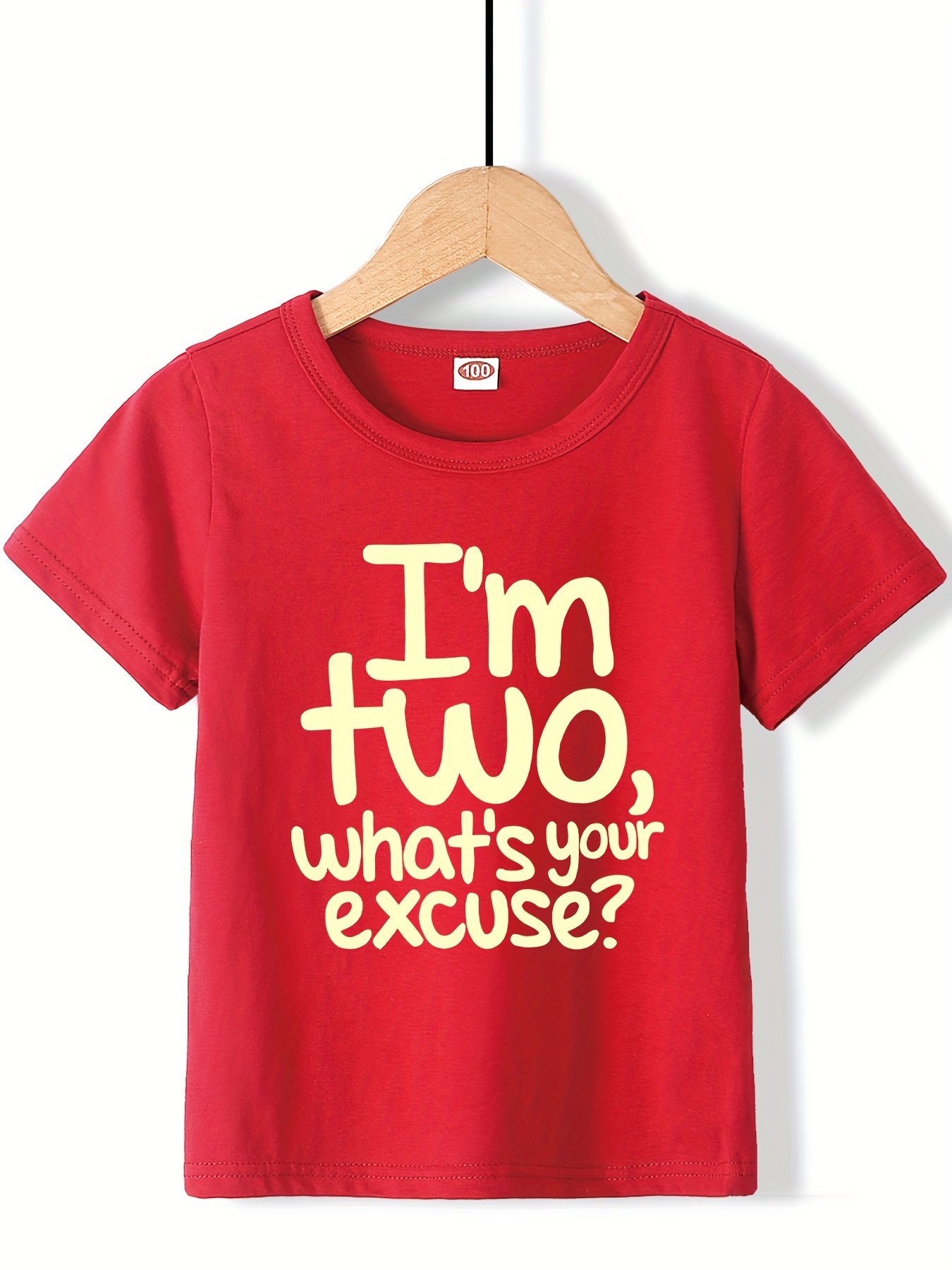 m Two 's Excuse Letter Print Boys Creative T shirt Casual - Temu