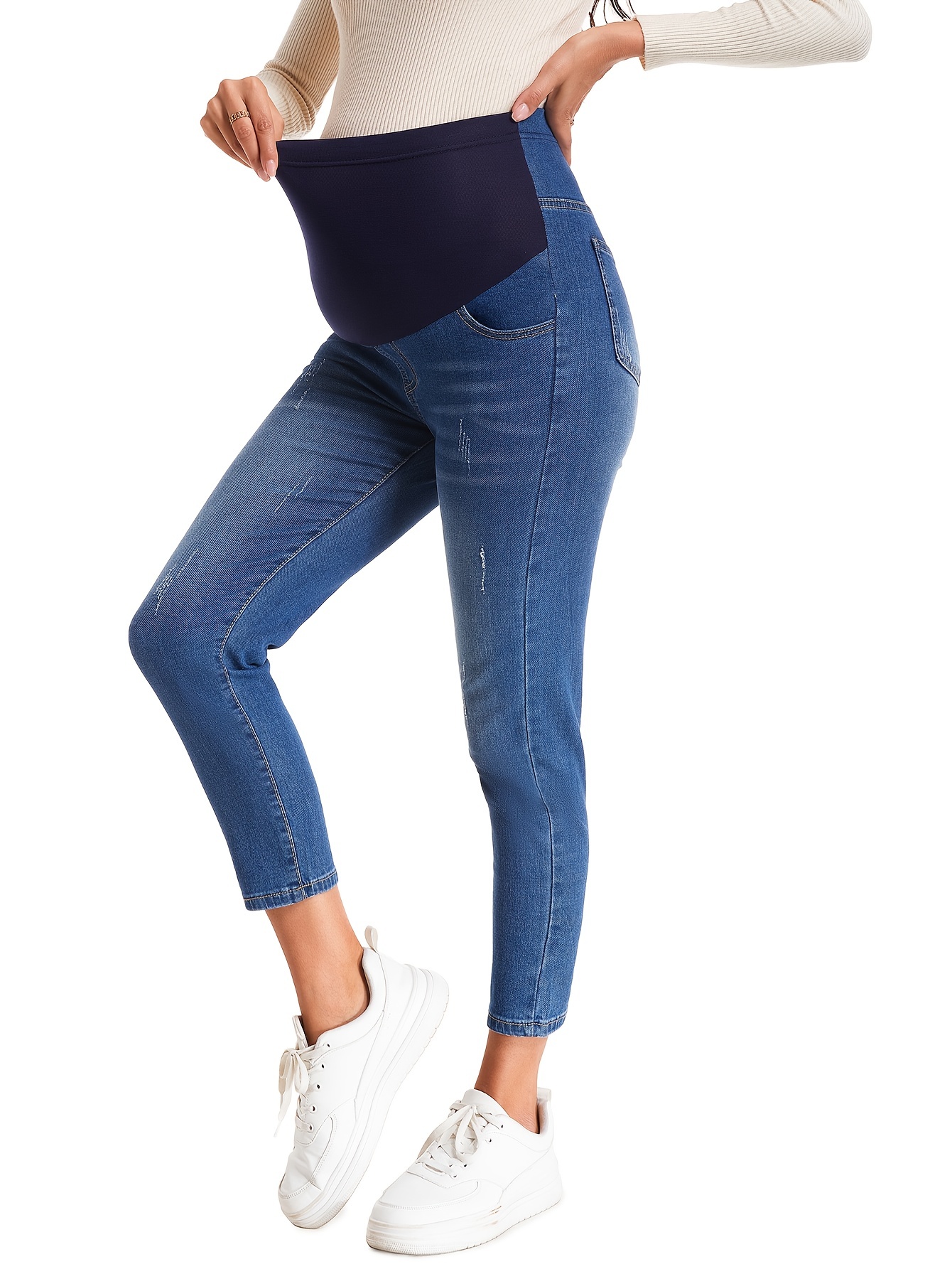 Maternidad Jeans ajustados de cintura ajustable  Ropa de maternidad, Ropa  para embarazadas, Pantalones de maternidad