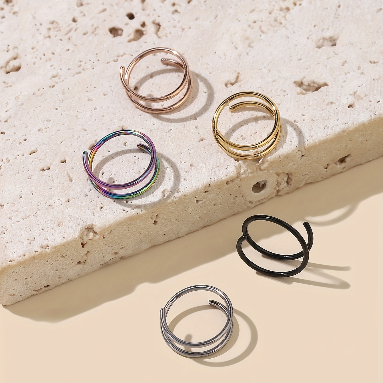5pcs Double Twisted Nose Ring Set