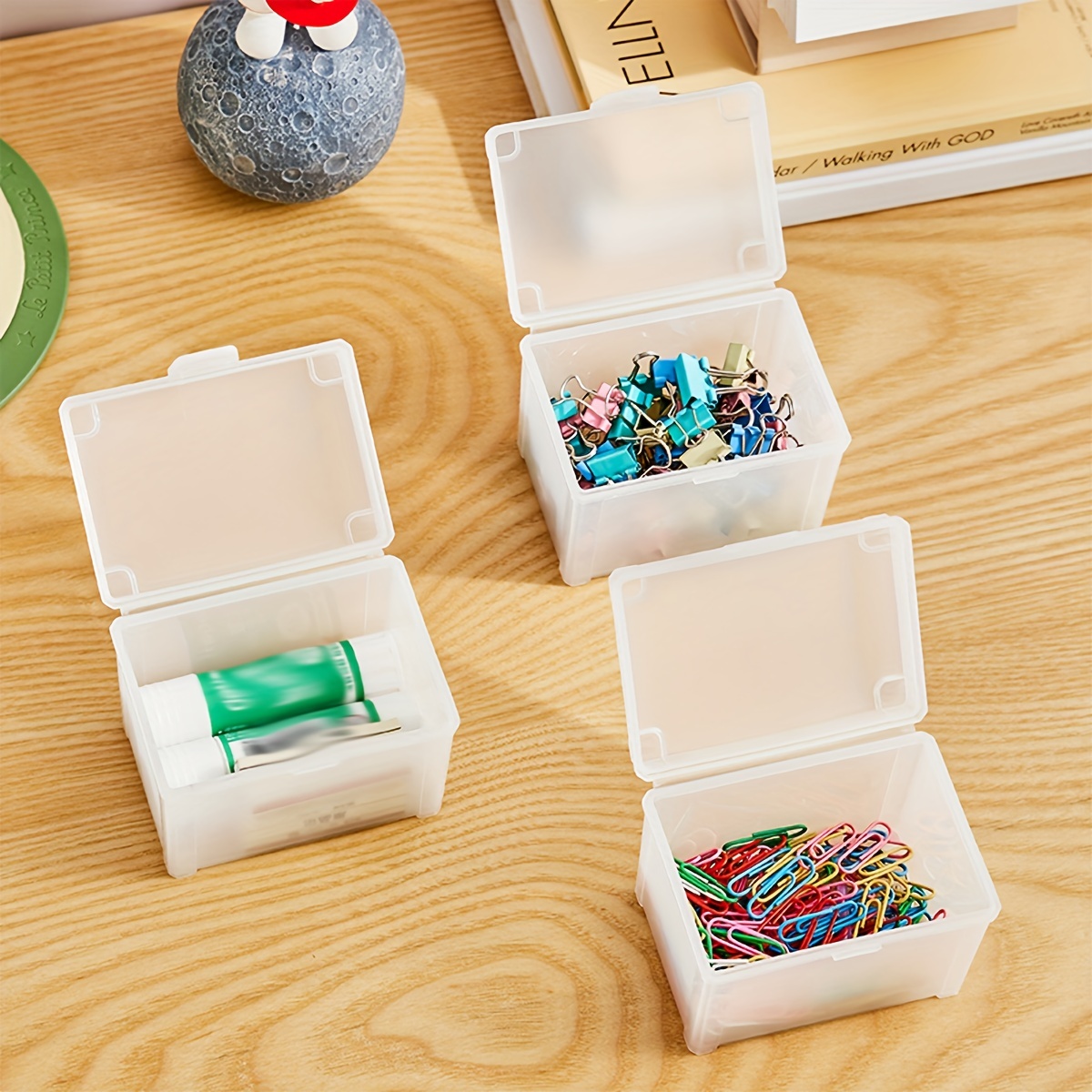 Business Card Box + Lids Plastic Holders Craft Container Boxes