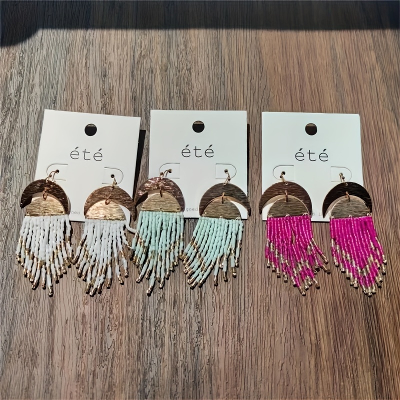 Women's Bohemian Beaded Tassel Earrings, Stylish
