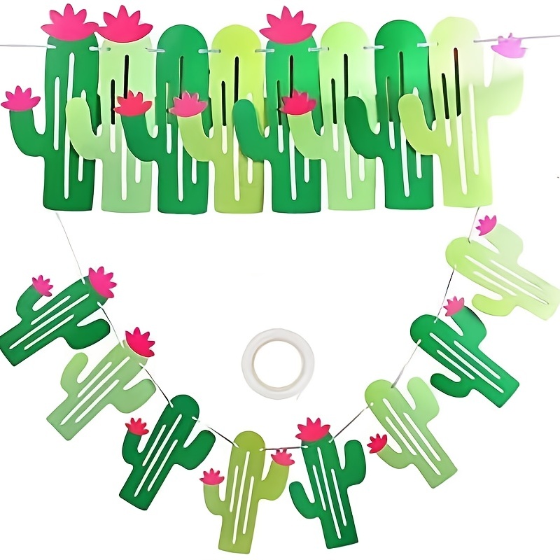 

1pc Cactus Banner, Fiesta Banner Party String Banner For Hawaii Party Kids Birthday Jungle Theme Party Wedding Party Decor
