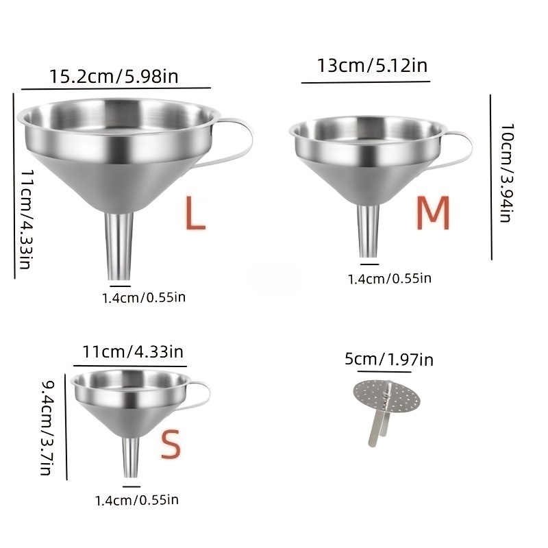 Entonnoir de cuisine en acier inoxydable 13 cm avec filtre