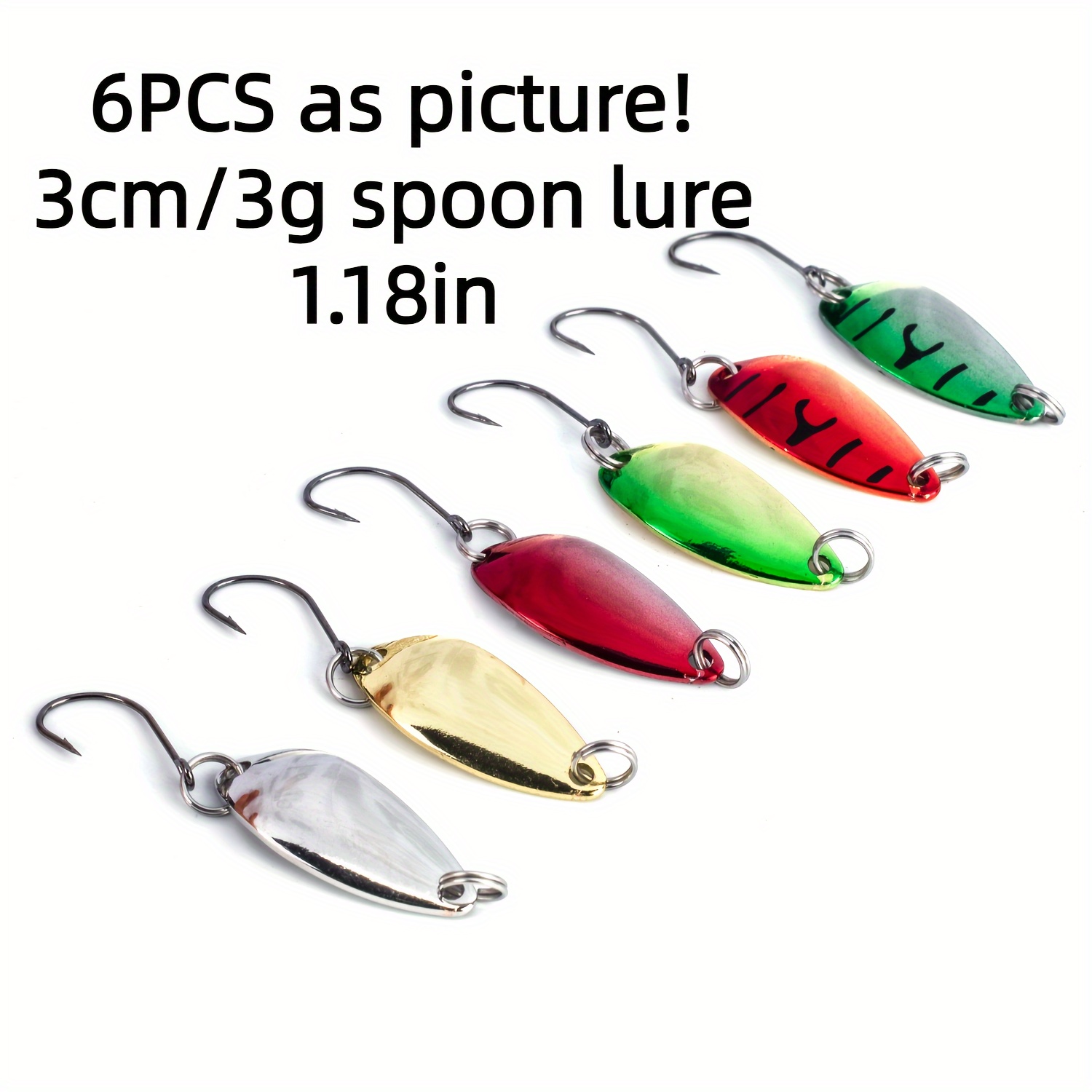 6pcs-Set Single Hook Bait, Sequined Metal Fishing Spinner Bait For Grass  Carp, Single Color Bait
