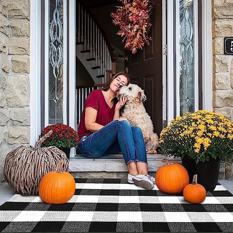 Fall Door Mat, Decorative Fall Welcome Rug, Fall Decor Buffalo Plaid Hey  There Pumpkin Rv Mat Halloween Door Mats For Indoor Outdoor - Temu