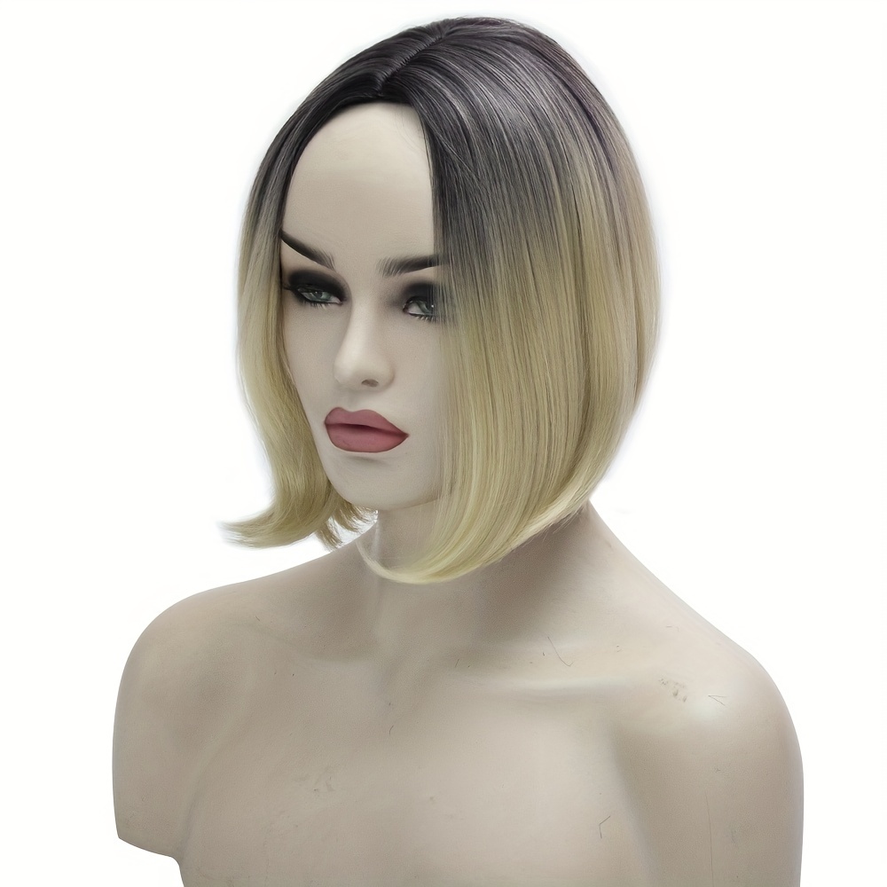 Short Bob Ombre Blonde Synthetic Wig Heat Resistant Fiber Pixie Cut Short Wig