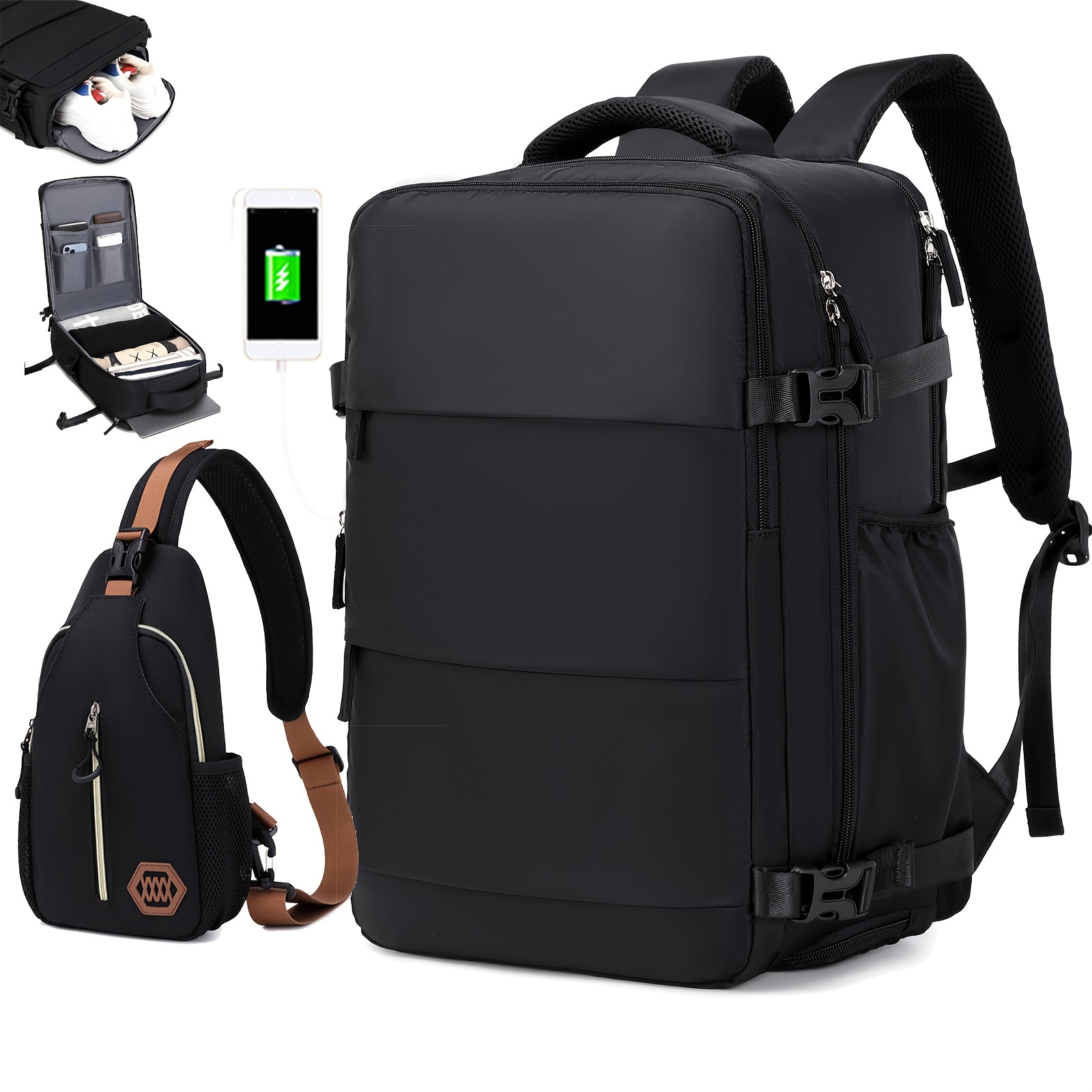 Taygeer Mochila de mano para mujer, mochila de viaje para mujer con puerto  de carga USB y bolsa para zapatos, mochila para laptop de 15.6 pulgadas
