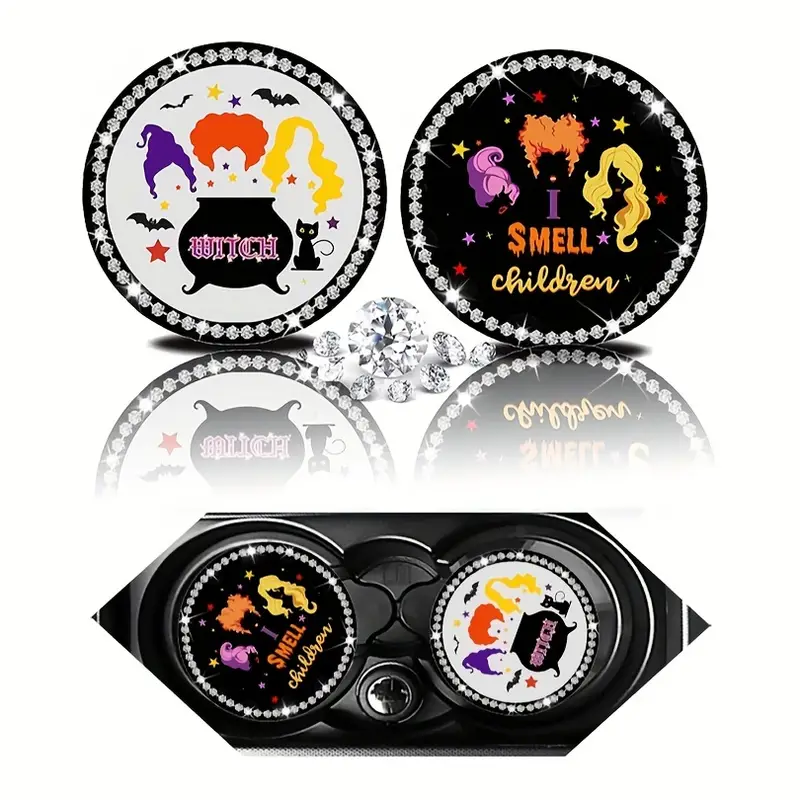 Halloween Bling Car Cup Holder Coaster Witch Car Coasters - Temu