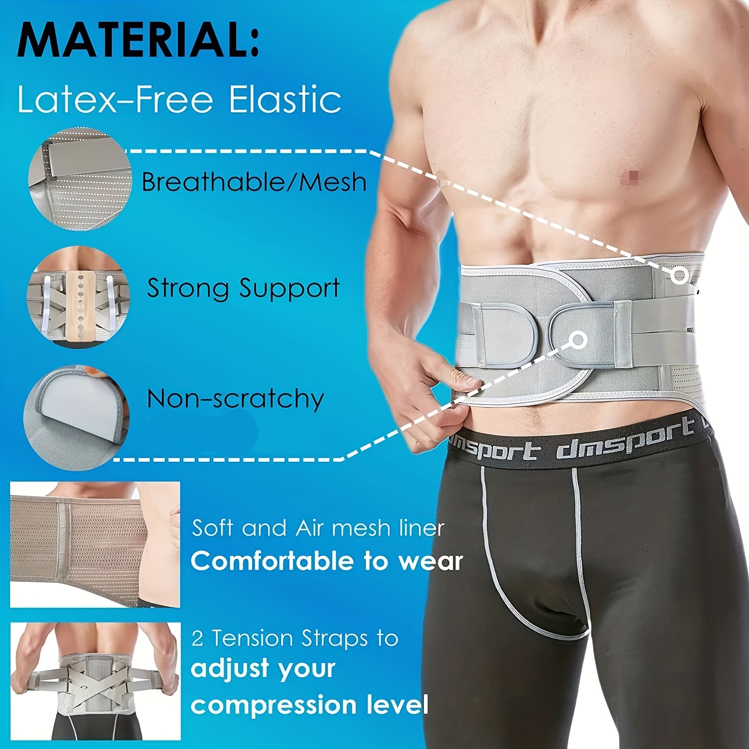 Back Braces for Lower Back Pain Relief with 6 Stays, Breathable Back  Support Belt for Men/Women for work , Anti-skid lumbar support belt with  16-hole Mesh for sciatica(L) 