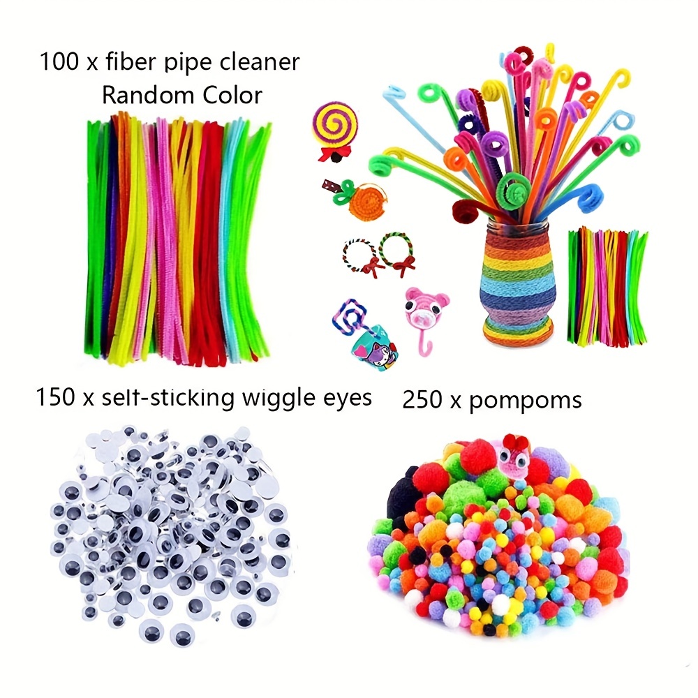 Cldamecy 100 pcs Black Pipe Cleaners with 20 pcs Googly Eyes,Chenille Stems  for Craft Project,Craft Pipe Cleaners for Kids DIY Projects,Arts and