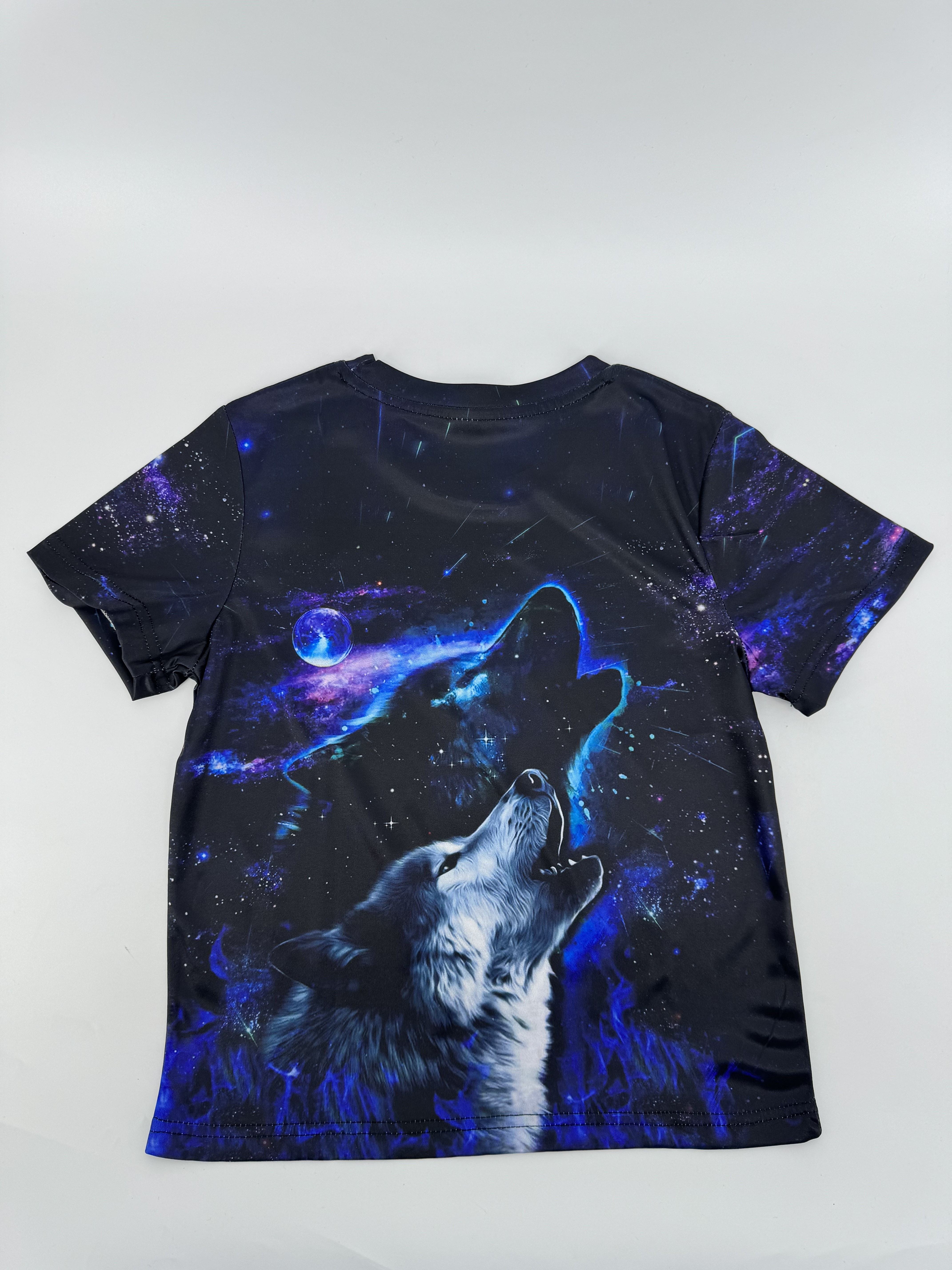 Kid Boy Casual Animal Wolf Print Short-sleeve Tee