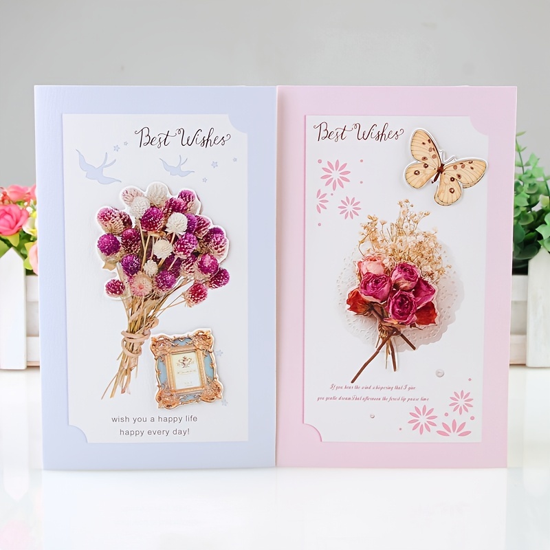 Floral Three dimensional Greeting Cards With Envelopes - Temu