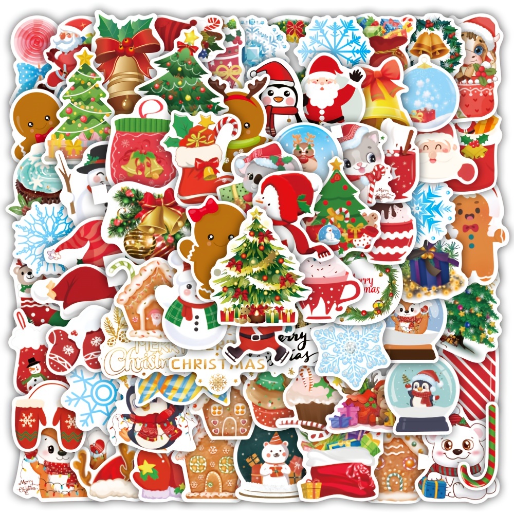 XEOVHV Christmas Stickers,Cute Merry Christmas Vinyl Stickers for Water  Bottles ,Scrapbooking Crafts Funny Christmas Holiday Stickers for Kids  Teens Aduts 