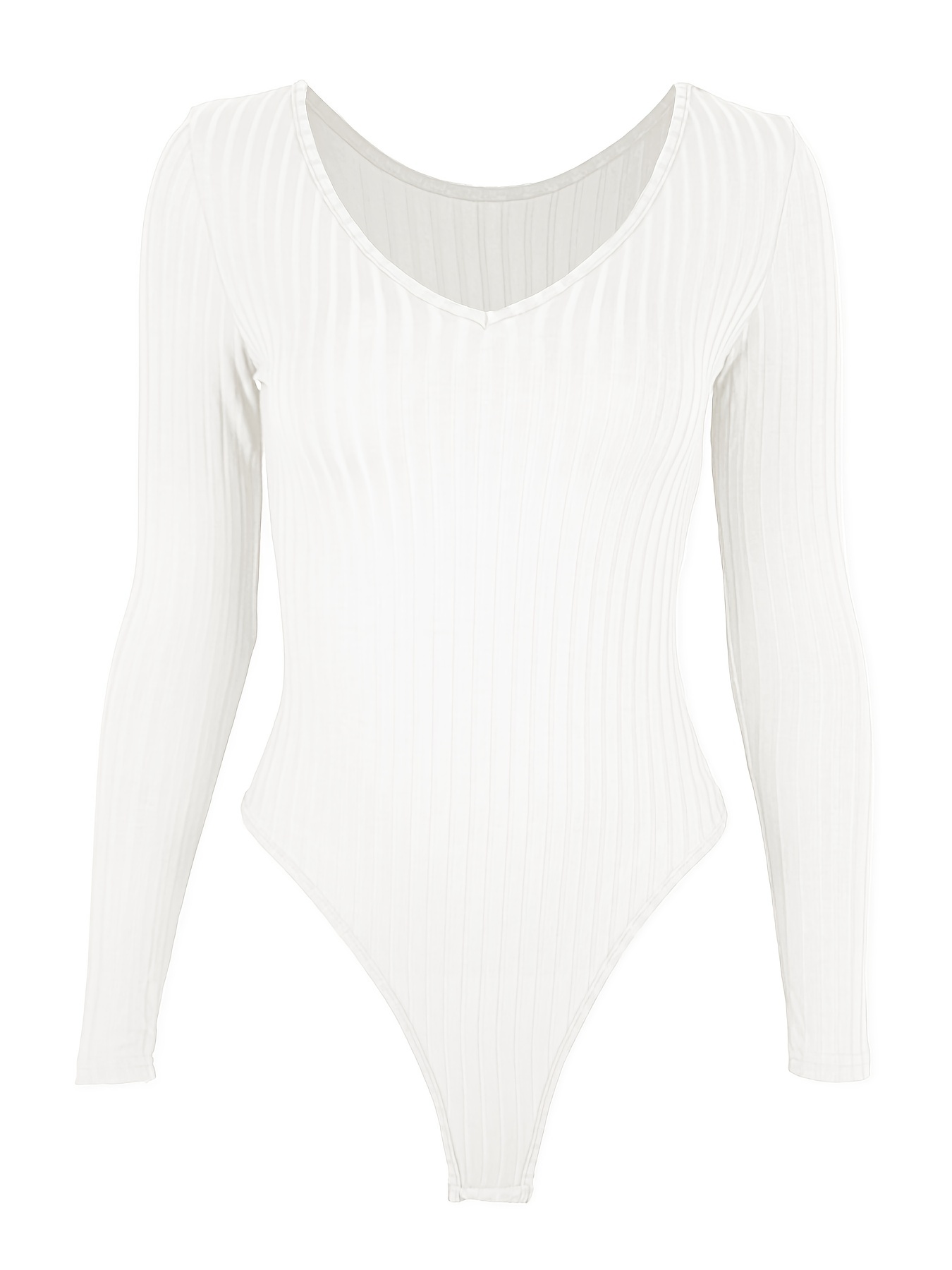 Bodysuit for Women Lace Trim Deep V Neck Long Sleeve Bodysuit, Basic Thong  Bodysuit Tops T Shirts (Color : White, Size : Large) : : Clothing,  Shoes & Accessories