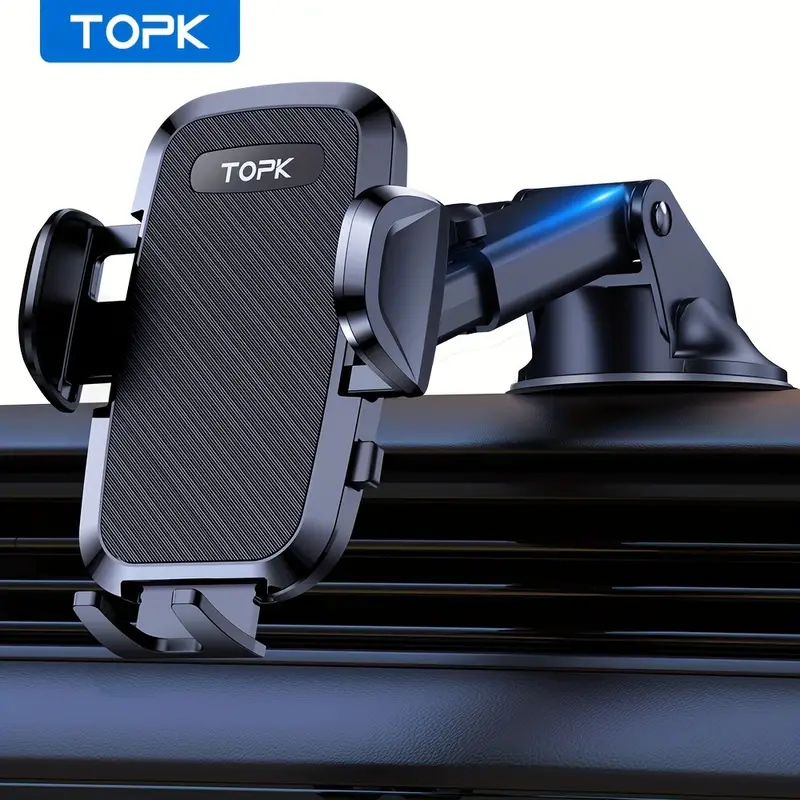 TOPK Phone Stand Holder For Car Mount Automobile Cell Phone Holder Car  Mount For IPhone Universal Dashboard Mount Fit For All Smartphones