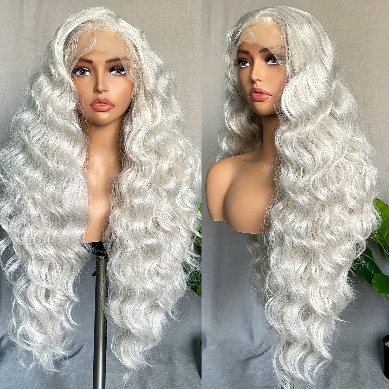 White Blonde Synthetic Lace Front Wigs for Women Platinum White Blonde  Middle Part Wig Heat Resistant Makeup Lace Wigs 24 Inch