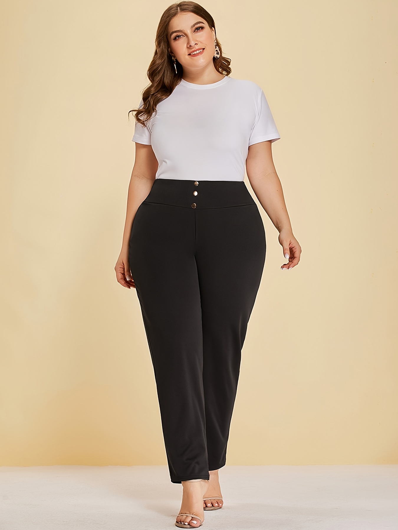 Pantalon l gant Grande Taille Pantalon Uni Taille Haute Temu Canada