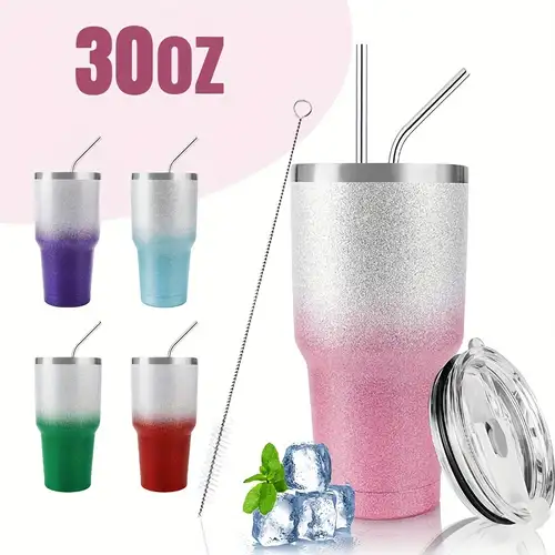 Shiny Studded Tumbler With Lid And Straw Electroplated - Temu