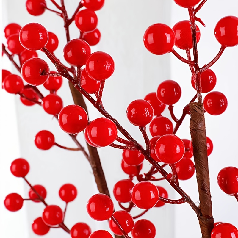 5/10pcs Christmas Artificial Red Berry Stems, Holly Berries Red Berry Picks  For Xmas Tree Decor Wreath DIY Crafts Holiday And Home Decor