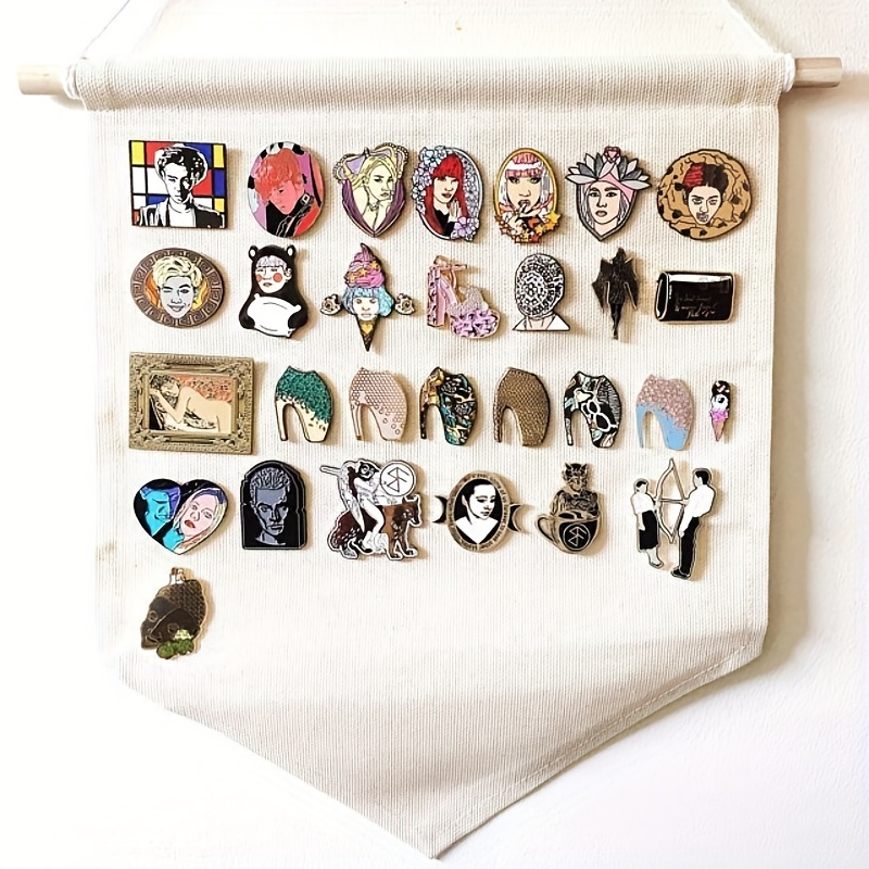 Wall Hanging Brooch Jewelry Storage Case Canvas Display Stand Enamel Pin  Display Banner Holder Earrings Necklace Glitter Pin Collection Organizer